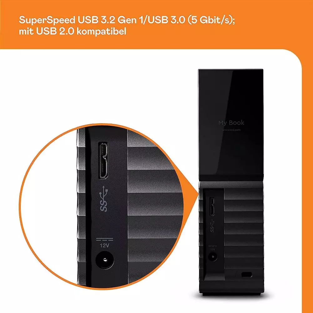 Външен диск WD My Book 8TB HDD USB 3.0 3.5" RTL - WDBBGB0080HBK-EESN