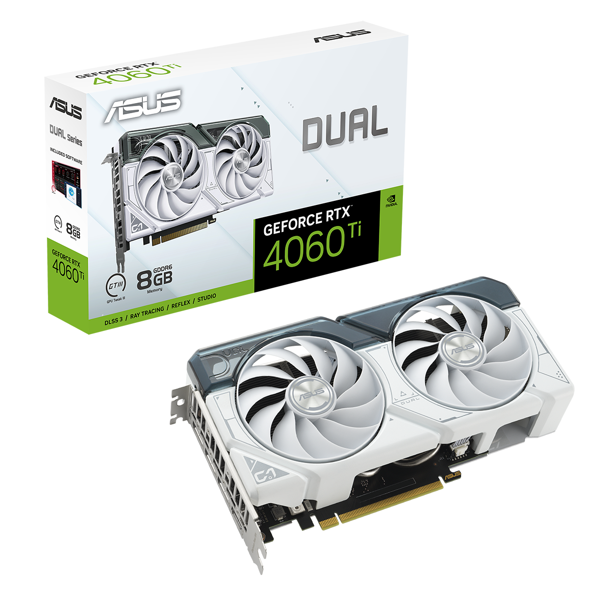 Видео карта ASUS Dual GeForce RTX 4060 Ti White OC Edition 8GB GDDR6