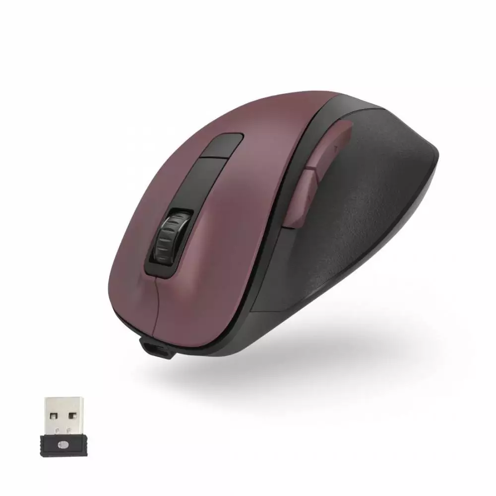 Безжична оптична мишка HAMA MW-500 Recharge , бордо, 6 бут.,800/1200/1600 dpi, безшумна