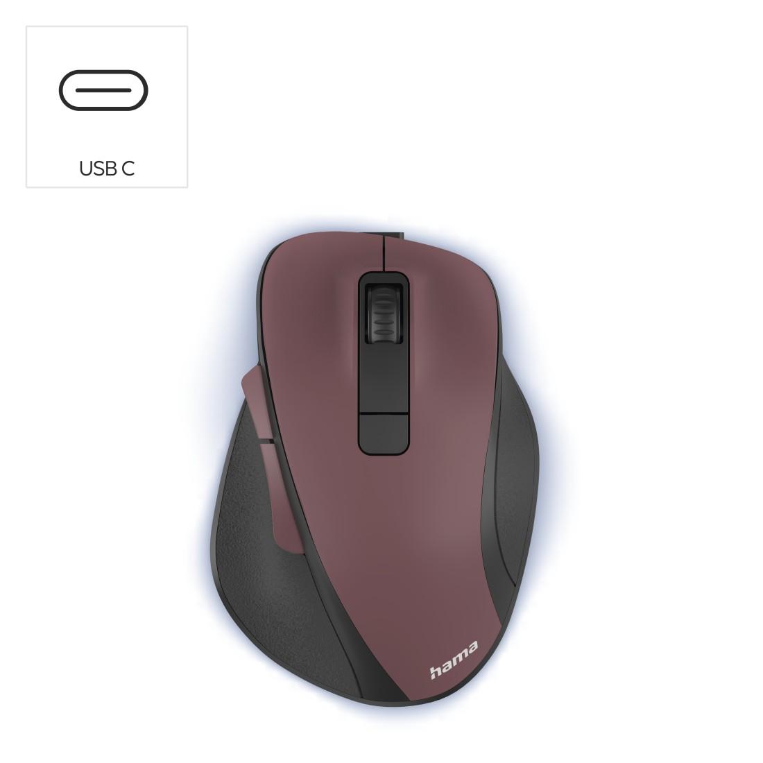 Безжична оптична мишка HAMA MW-500 Recharge , бордо, 6 бут.,800/1200/1600 dpi, безшумна