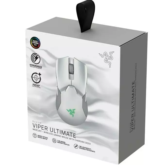 Геймърска мишка Razer Viper Ultimate Mercury Edition - RZ01-03050400-R3M1