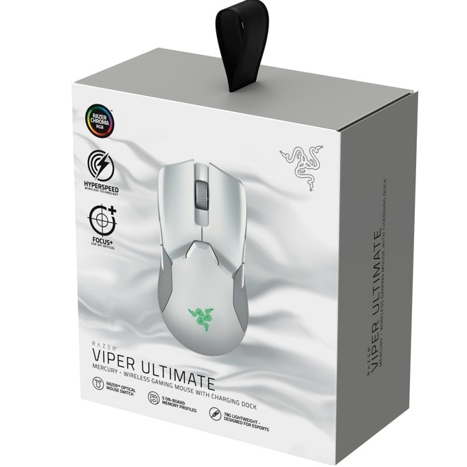 Геймърска мишка Razer Viper Ultimate Mercury Edition - RZ01-03050400-R3M1