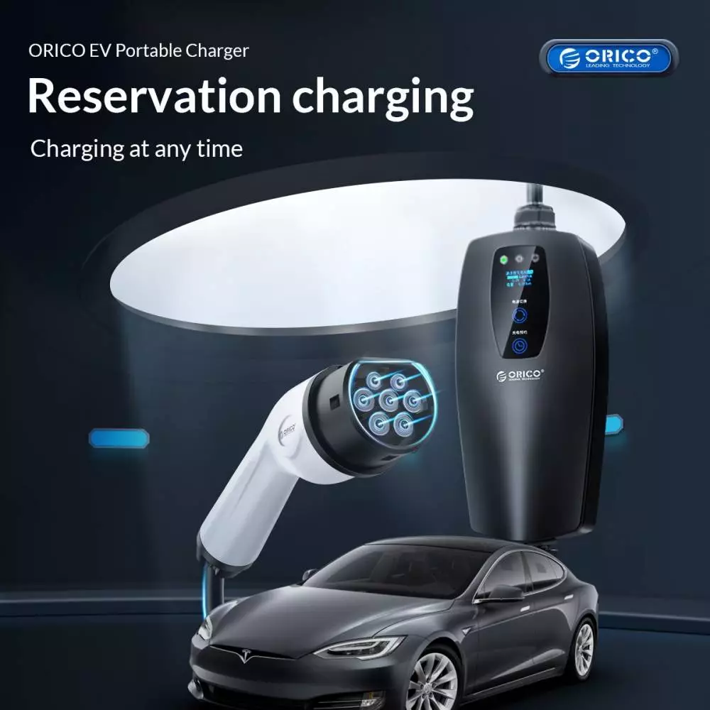 Orico Зарядна станция за електромобил EV-CHARGER 32A 1-phase Type-2 EU port, 10m cable - AUG432-EU-05-BK