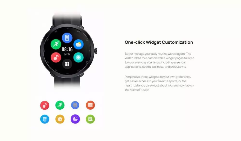 Maimo смарт часовник Smartwatch - Maimo Watch R GPS - Black, SPO2, HeartRate