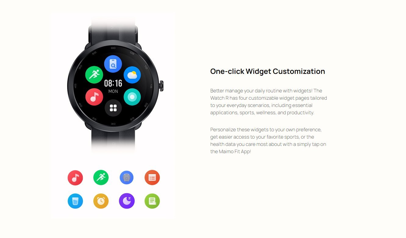 Maimo смарт часовник Smartwatch - Maimo Watch R GPS - Black, SPO2, HeartRate