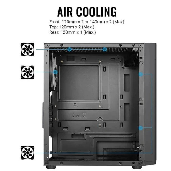 Кутия AeroCool Hexform-G-BK-v2 Case mATX 3 fans included