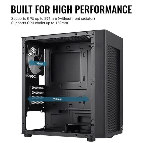 Кутия AeroCool Hexform-G-BK-v2 Case mATX 3 fans included