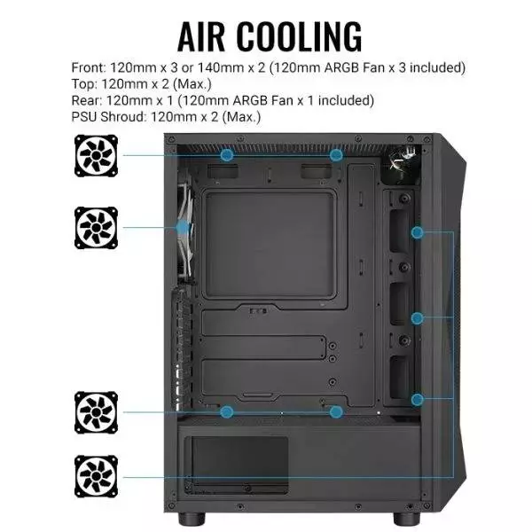 Кутия AeroCool Falcon-G-BK-v2 ARGB ATX Case