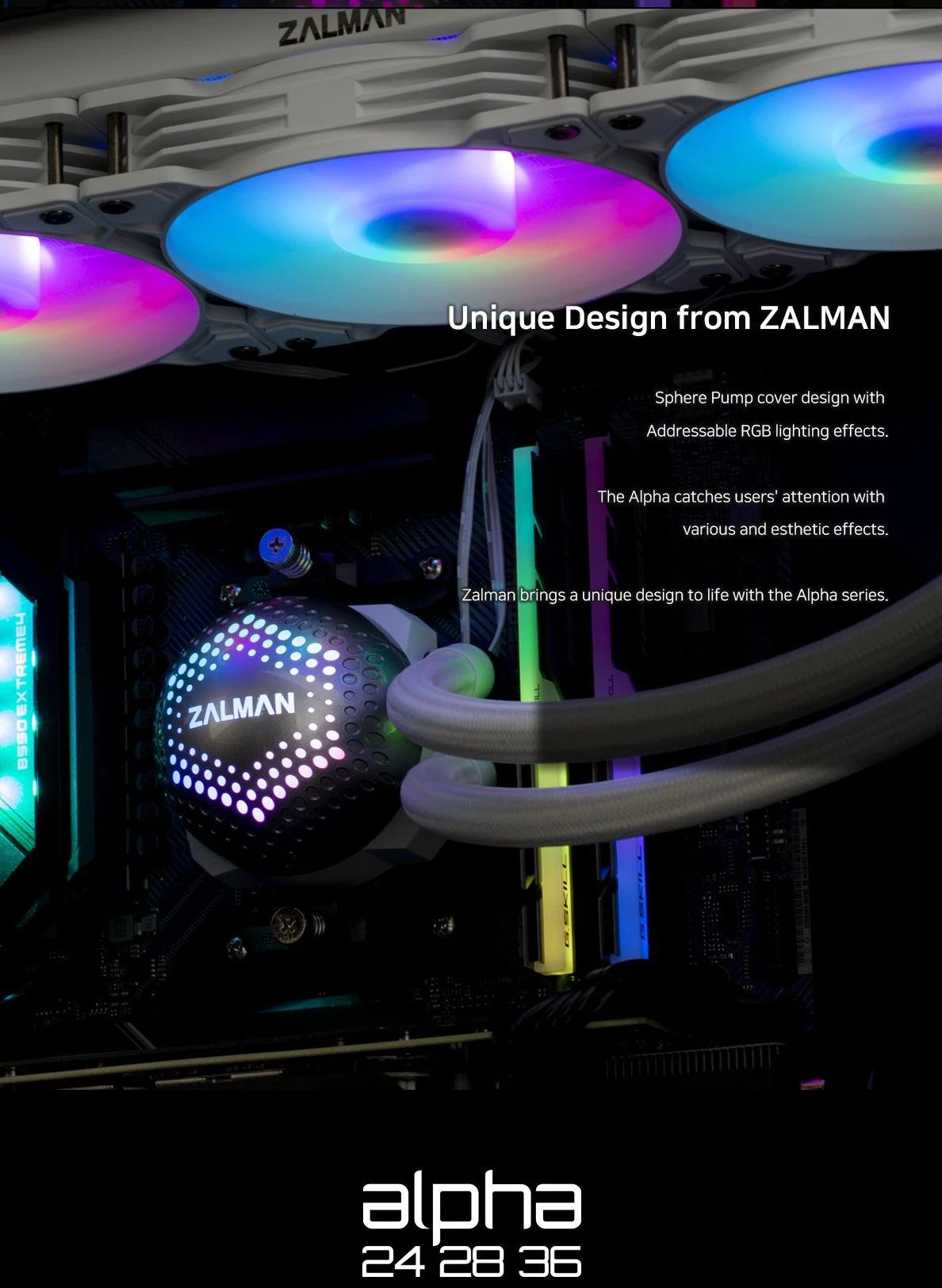 Водно охлаждане за процесор Zalman ALPHA 36 WHITE АRGB Water Cooling