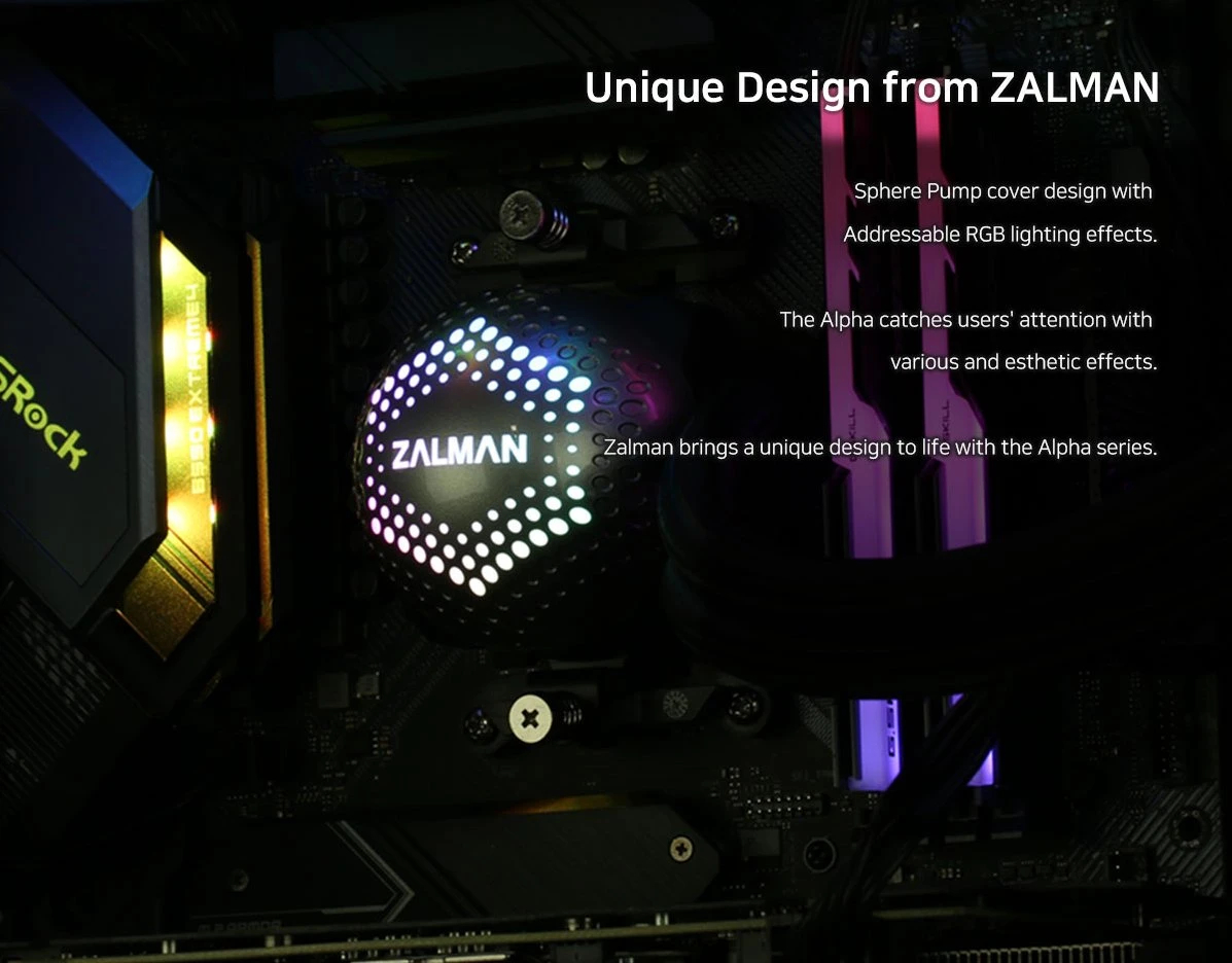 Водно охлаждане за процесор Zalman ALPHA 28 BLACK ARGB Water Cooling