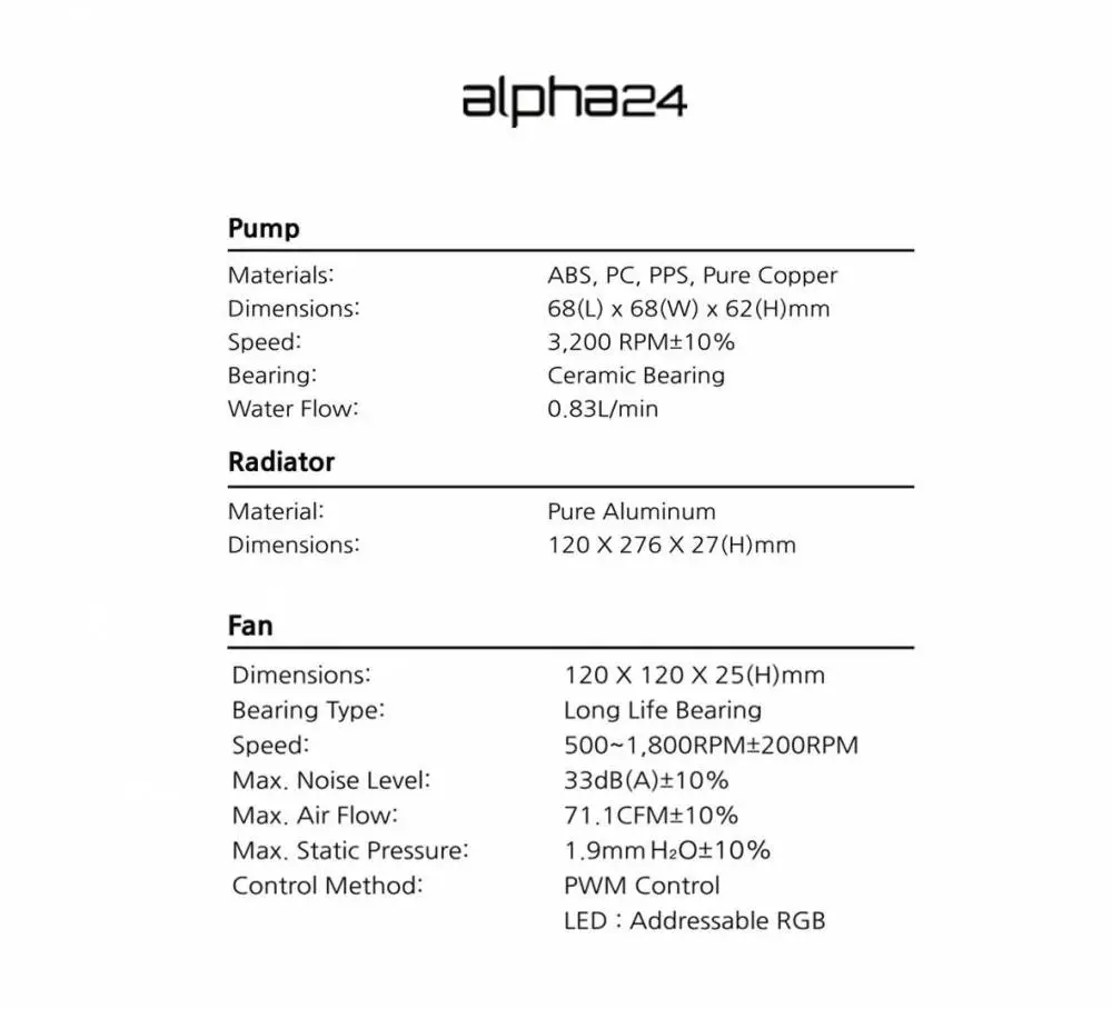 Водно охлаждане за процесор Zalman ALPHA 24 WHITE ARGB Water Cooling