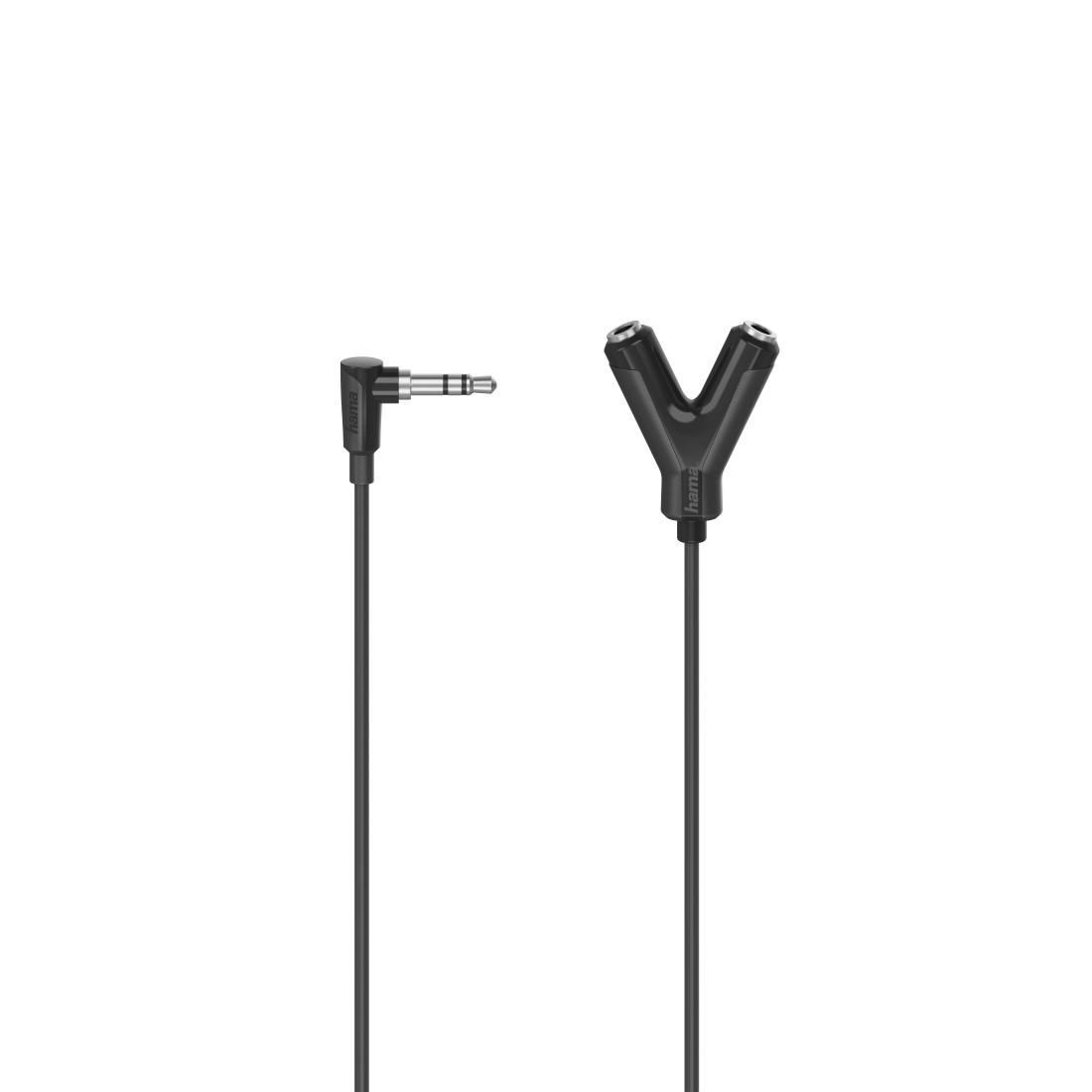 Adaptateur audio HAMA jack 3.5 mm mâle - 2 jack 3.5 mm femelle, 0.2m, Noir