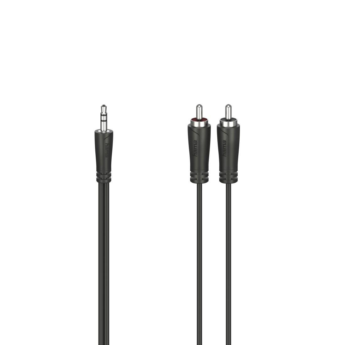 Câble audio HAMA, jack 3.5 mm mâle - 2 x RCA mâle, 1.5 m, Stéréo, Noir