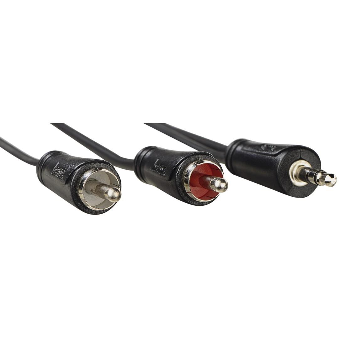 Câble audio HAMA, jack 3.5 mm mâle - 2 x RCA mâle, 1.5 m, Stéréo, Noir