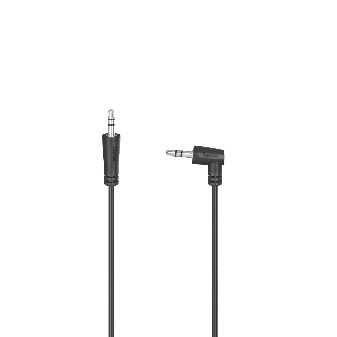 Câble audio HAMA, jack 3.5mm mâle - jack 3.5mm mâle à 90°, 1.5m, Stéréo, Noir