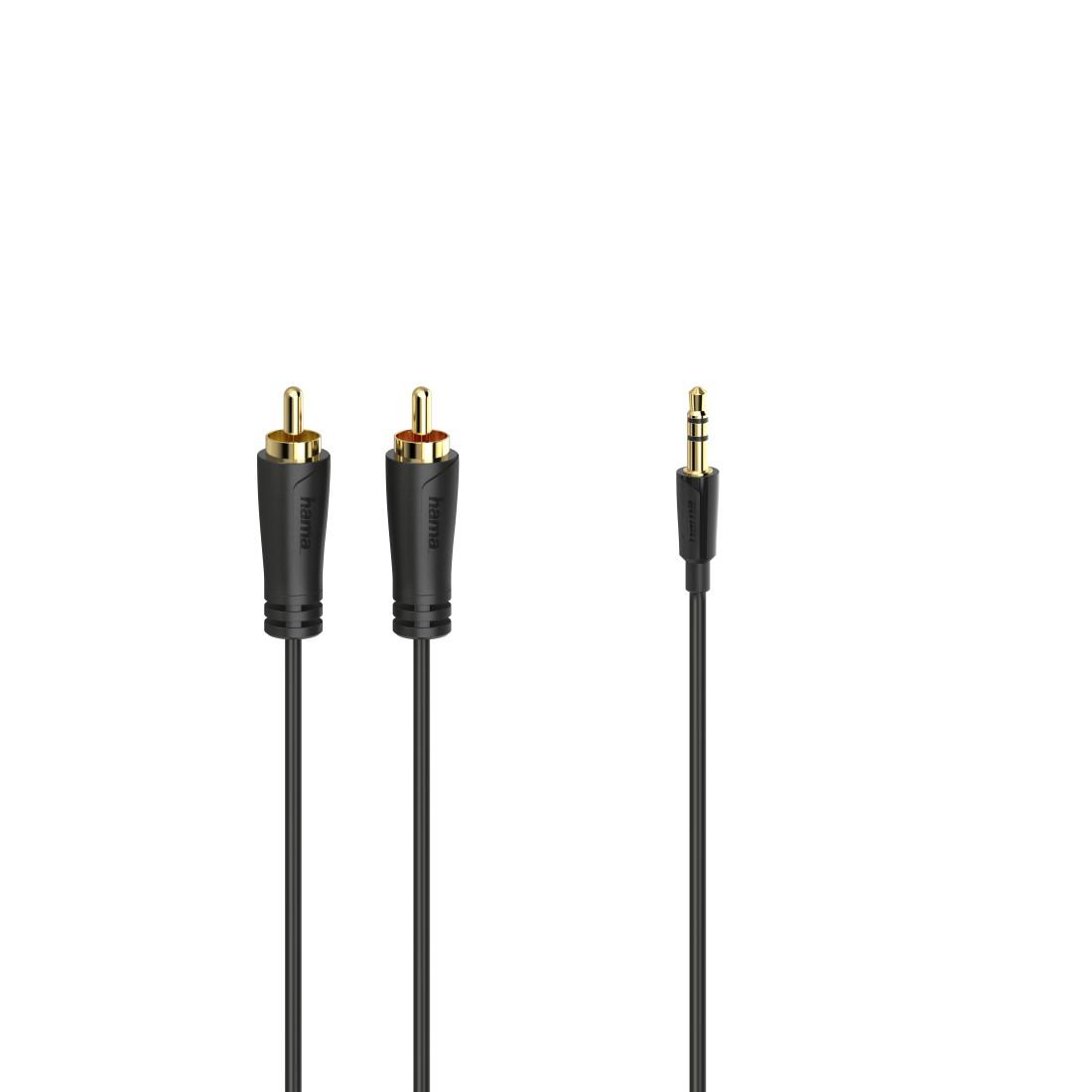 Câble audio HAMA, jack 3.5 mm mâle - 2 x RCA mâle, 3.0m, Essential, Noir