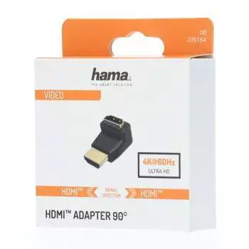 Adaptateur HAMA 205164, HDMI mâle - HDMI femelle, à 90°, Noir