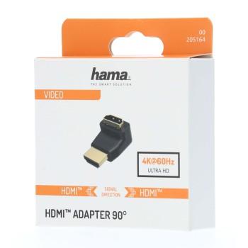 Adaptateur HAMA 205164, HDMI mâle - HDMI femelle, à 90°, Noir