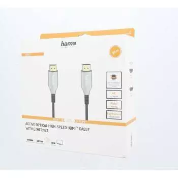 Οπτικός ενεργός καλώδιο HAMA Optical, HDMI αρσενικό - HDMI αρσενικό, Ethernet, 18 Gbit/s, 20μ, Χρυσές υποδοχές, Μαύρο