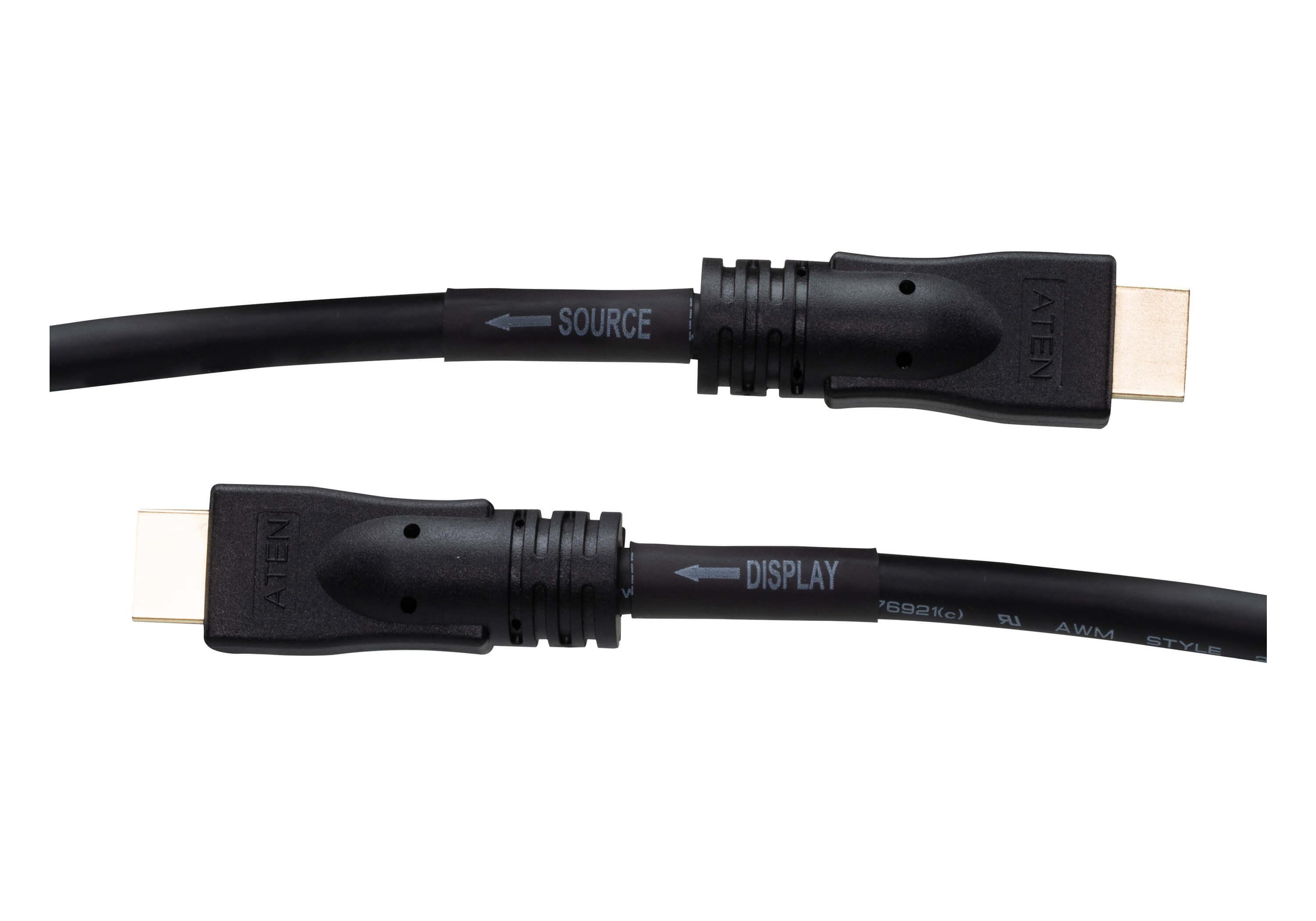 Кабел ATEN 2L-7D20H, HDMI мъжко - HDMI мъжко, с Ethernet, 4K, 20 м, позлатени конектори, Черен