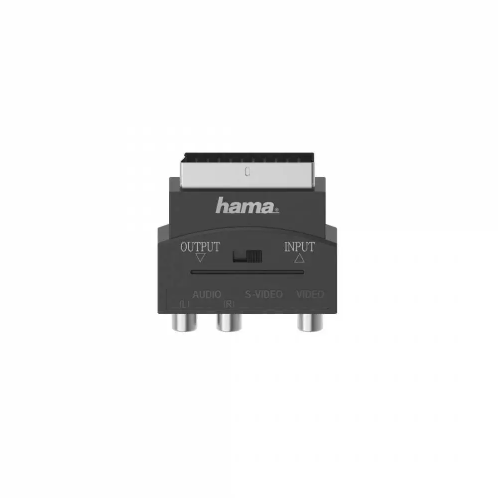 Adaptateur HAMA S-VHS, 3 x RCA(1xVidéo+2xAudio) - Scart, Noir