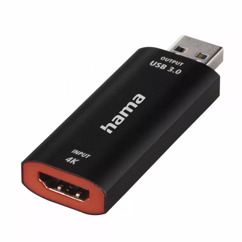 Clé d'enregistrement vidéo HAMA 74257, HDMI femelle - USB mâle, 4K, Noir