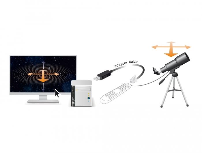 Кабел Delock USB-A мъжко - RJ12 (RS232) за телескопи Skywatcher, 2m
