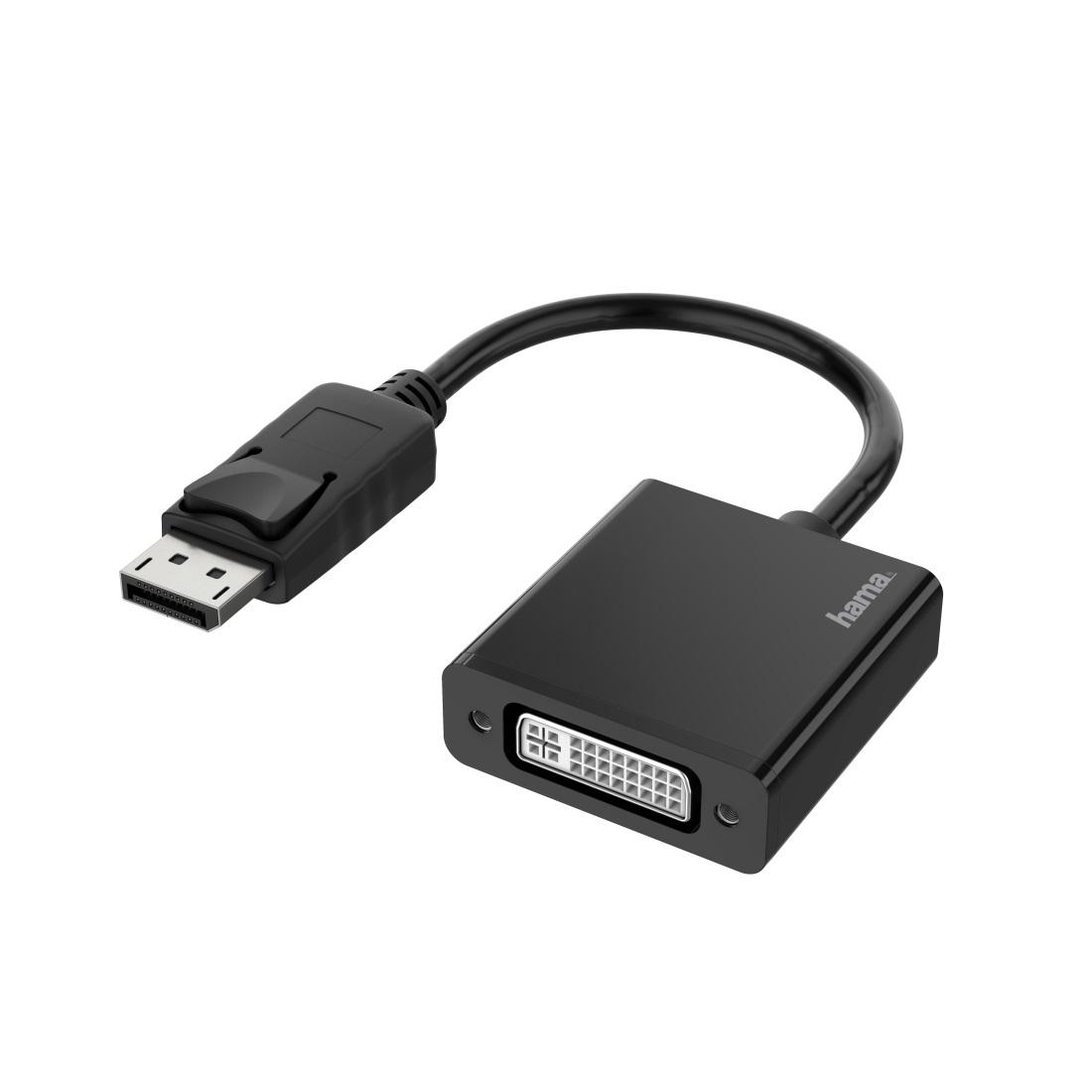 Адаптер HAMA  DisplayPort мужской - DVI женский, Ultra-HD 4K, Essential, Черный