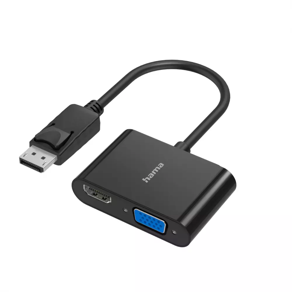 Відео адаптер Hama, 2 в 1, DisplayPort - VGA / HDMI гніздо, Ultra-HD 4K