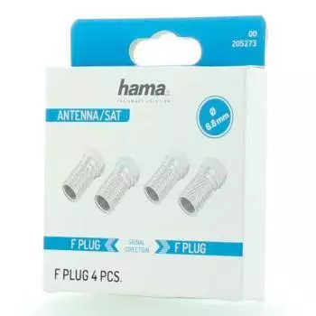 Адаптер HAMA, F-конектор мъжко, Метален, 4 броя