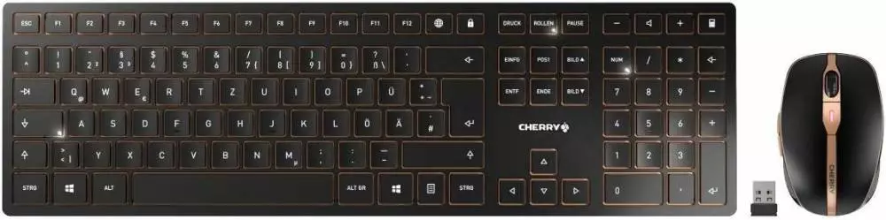 Kомплект клавиатура с мишка CHERRY DW 9000 SLIM, Безжичен, UK, Черен/Бронз