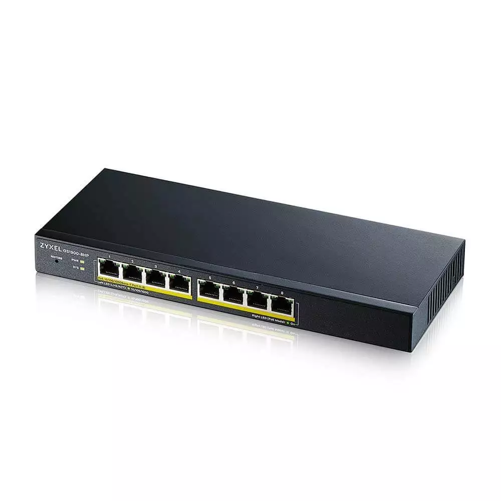 Switch ZYXEL GS1900-8HP-V3, 8 puertos gestionables inteligentes, PoE, Gigabit