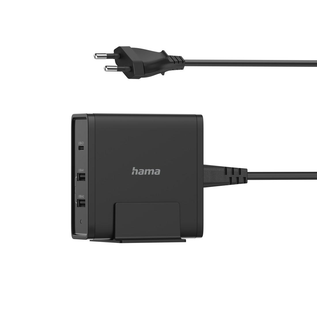 Chargeur 220V HAMA Universal, USB-C, 3 ports, 5-20V/65W, (PD), Noir