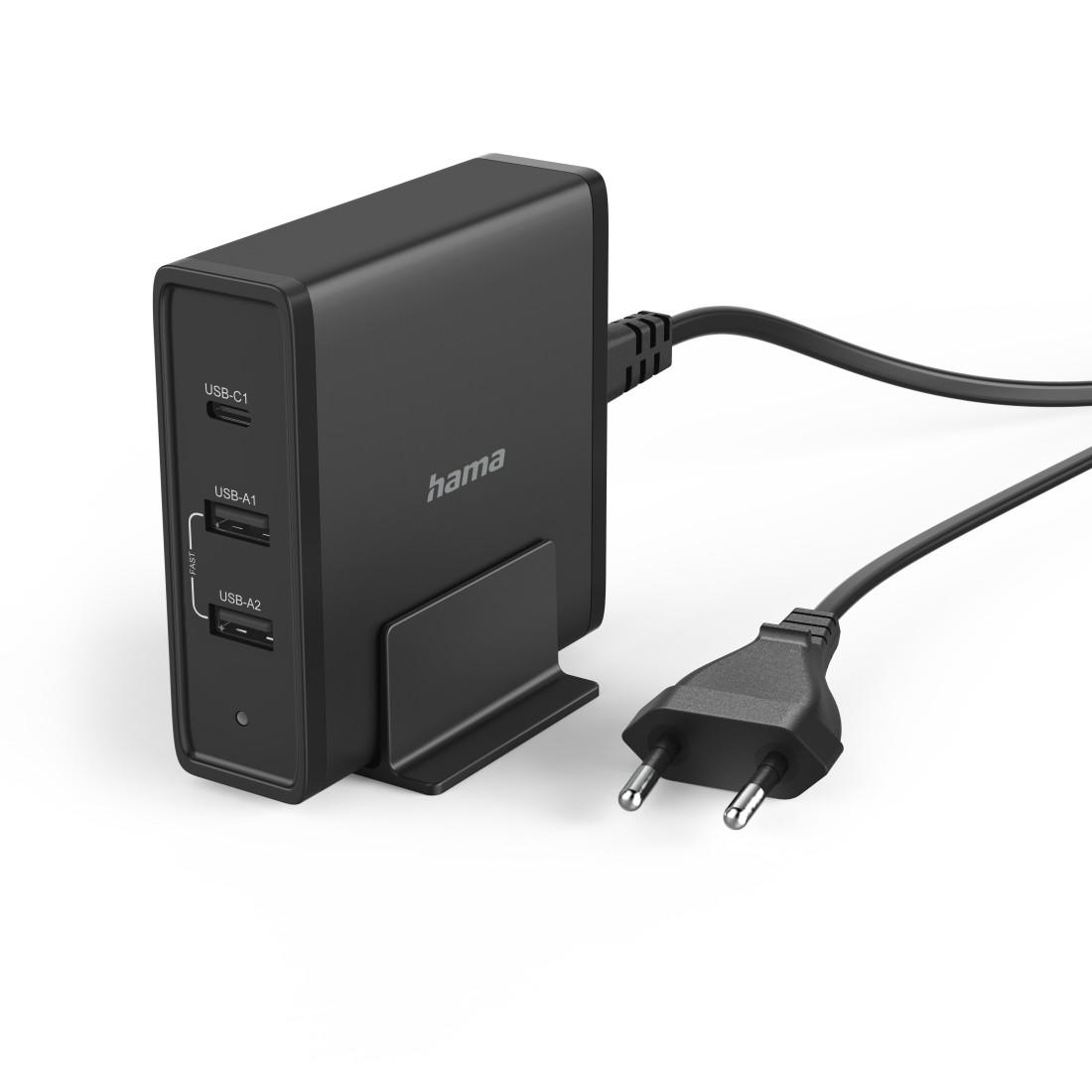 Chargeur 220V HAMA Universal, USB-C, 3 ports, 5-20V/65W, (PD), Noir