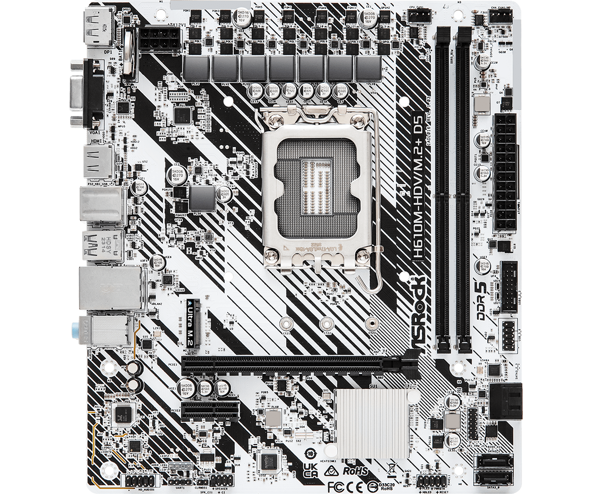 Дънна платка ASRock H610M-HDV/M.2 D5, LGA1700, DDR5, mATX