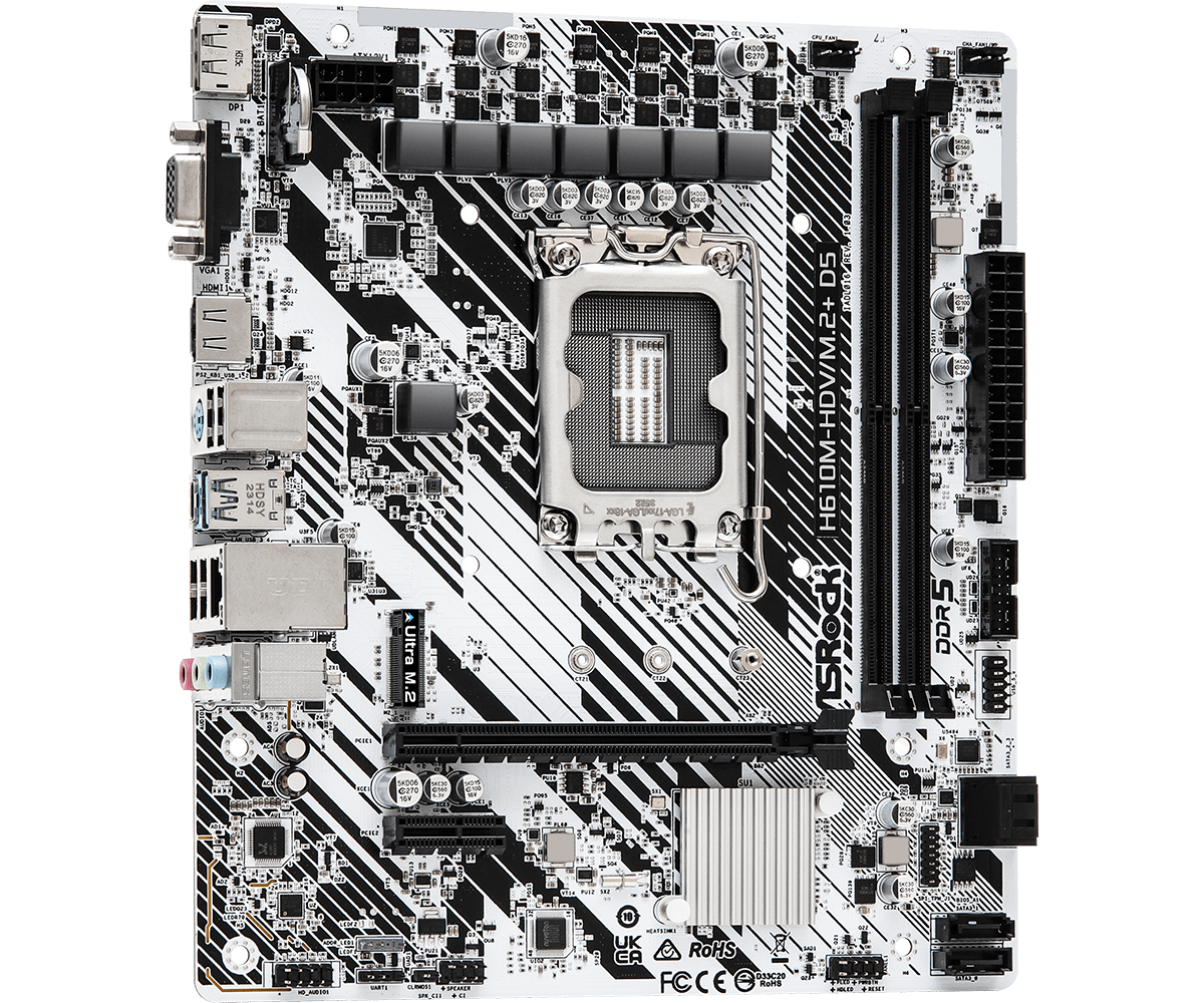 Дънна платка ASRock H610M-HDV/M.2 D5, LGA1700, DDR5, mATX