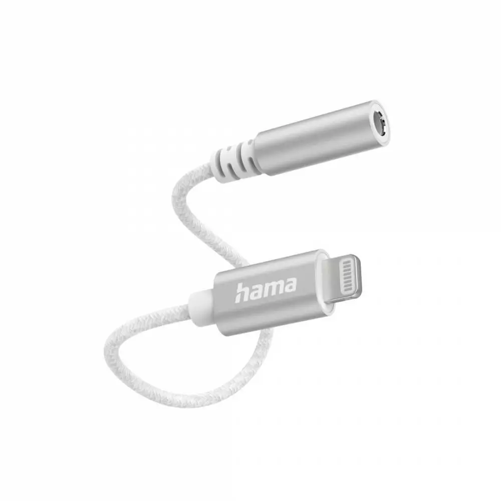 Adaptor HAMA, Lightning masculin - jack audio 3.5 mm, Alb