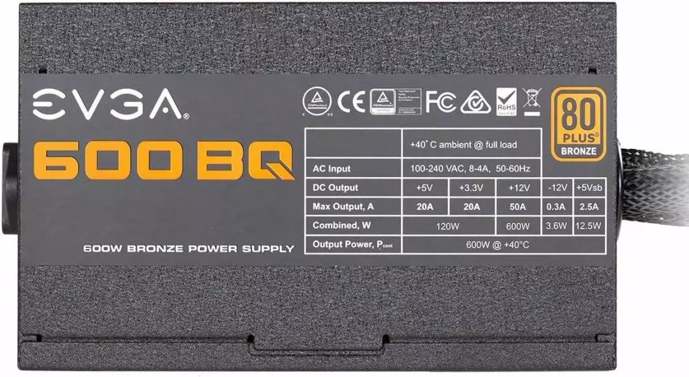 Захранване EVGA 600BQ 600W 80 Plus Bronze Semi Modular - 110-BQ-0600-K2