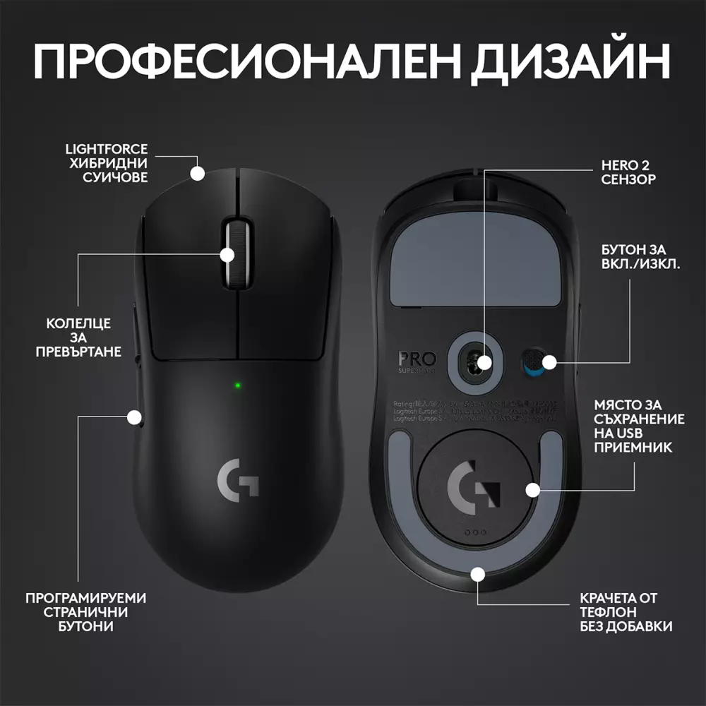 Геймърска мишка Logitech G Pro X Superlight 2 - Black - 910-006630