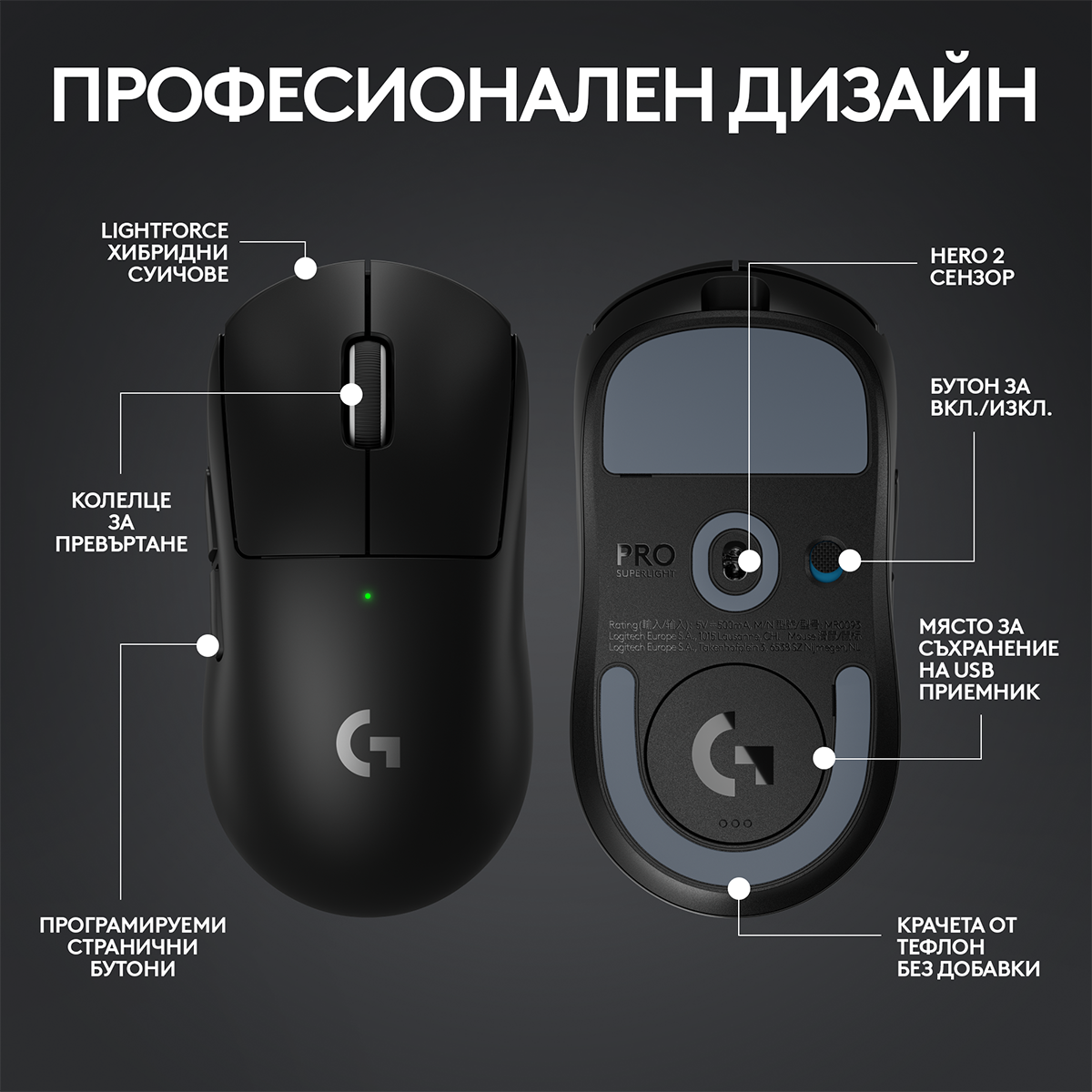 Геймърска мишка Logitech G Pro X Superlight 2 - Black - 910-006630
