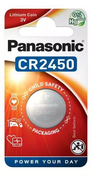 Бутонна батерия литиева PANASONIC CR2450, 3V, 1 бр. в блистер, цена за 1 бр.