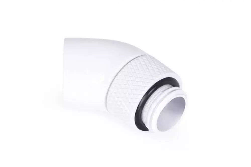 Фитинг Ъглов адаптер Alphacool Eiszapfen, 45°, G1/4 външна към G1/4 вътрешна резба White