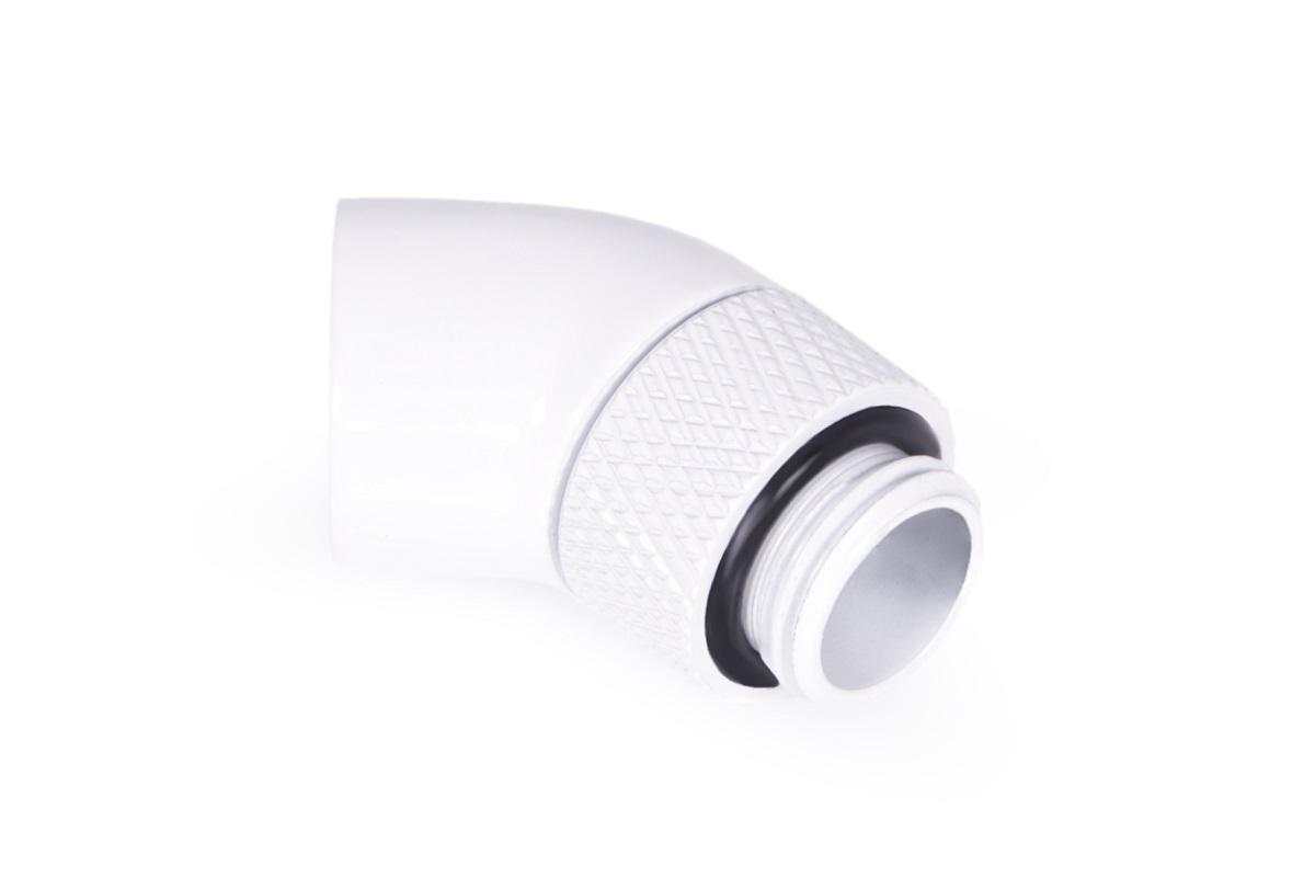 Фитинг Ъглов адаптер Alphacool Eiszapfen, 45°, G1/4 външна към G1/4 вътрешна резба White
