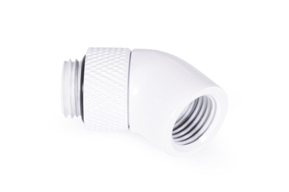Фитинг Ъглов адаптер Alphacool Eiszapfen, 45°, G1/4 външна към G1/4 вътрешна резба White