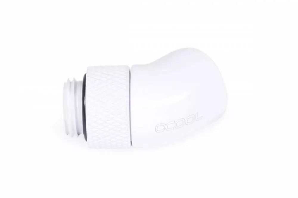 Фитинг Ъглов адаптер Alphacool Eiszapfen, 45&deg;, G1/4 външна към G1/4 вътрешна резба White