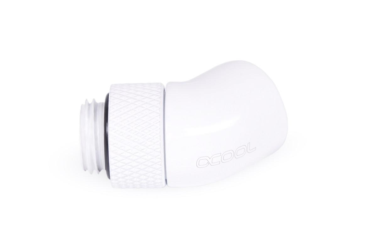 Фитинг Ъглов адаптер Alphacool Eiszapfen, 45°, G1/4 външна към G1/4 вътрешна резба White