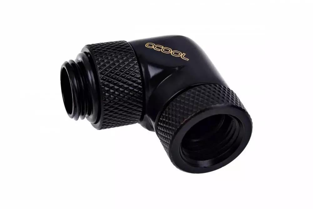 Фитинг Ъглов адаптер Alphacool Eiszapfen, 90°, G1/4 външна към G1/4 вътрешна резба Black