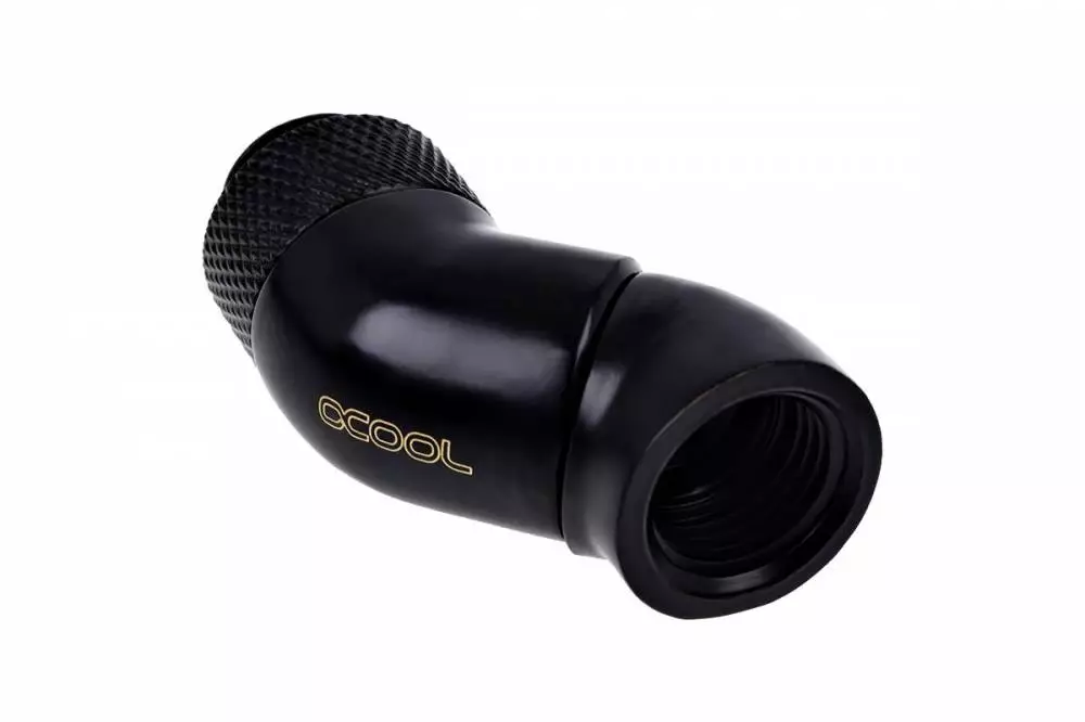 Фитинг Ъглов адаптер Alphacool Eiszapfen, 2 x 45&deg;, G1/4 външна към G1/4 вътрешна резба Black