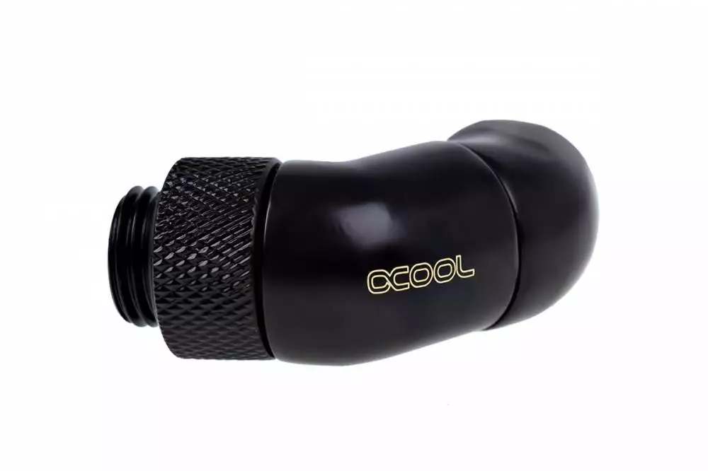 Фитинг Ъглов адаптер Alphacool Eiszapfen, 2 x 45°, G1/4 външна към G1/4 вътрешна резба Black