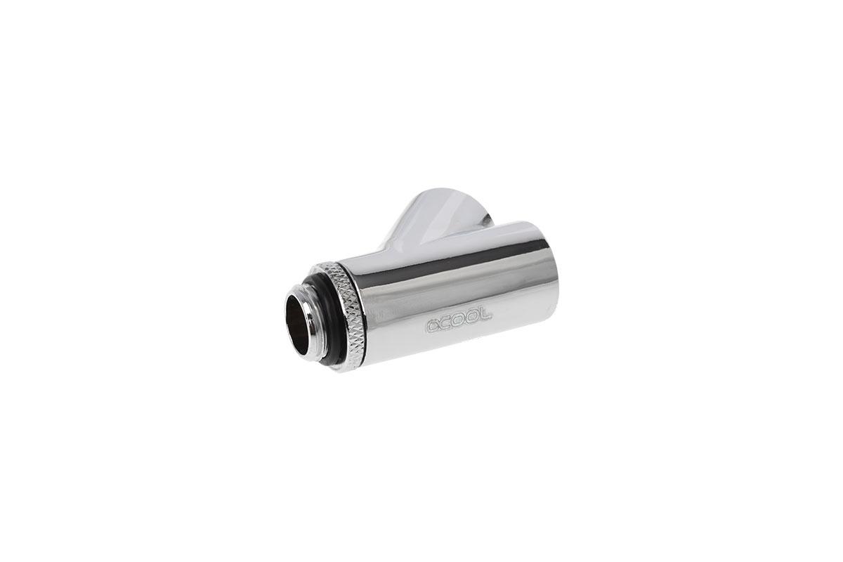Raccord Y-connecteur Alphacool Eiszapfen, Rotatif, 45°, G1/4 externe vers 2 x G1/4 interne filetage Nickel